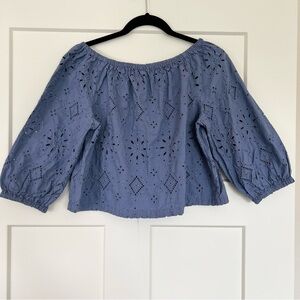 Gap Blue Eyelet Off-Shoulder Top
